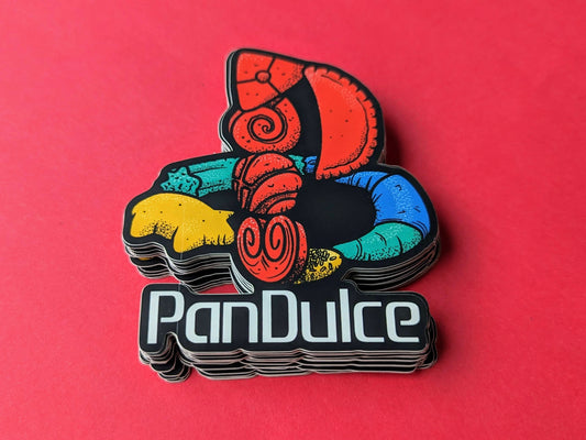 Pan Dulce Retro Gaming on Black Cool Mexican Food Vinyl Sticker
