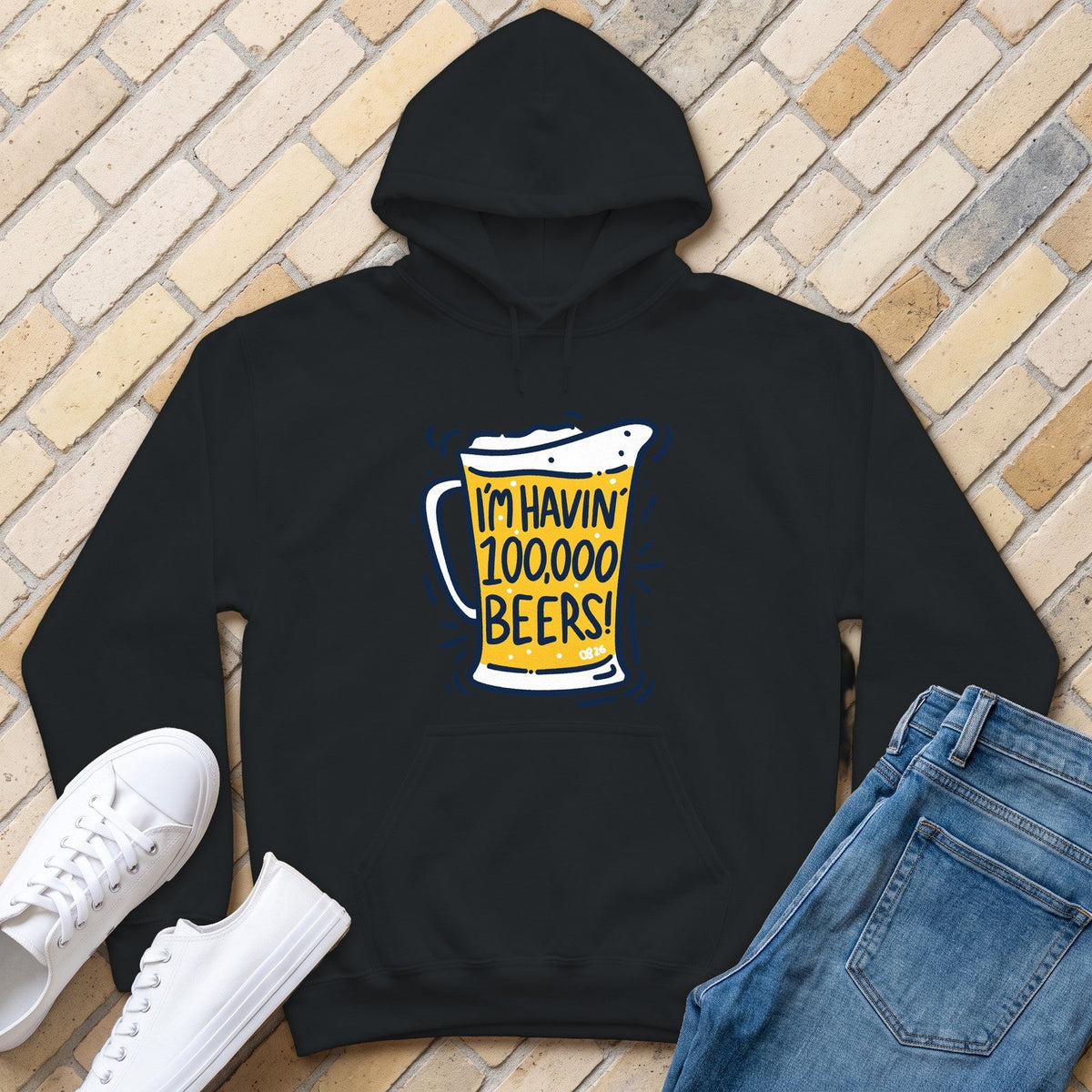 100,000 Beers Hoodie - Black - front