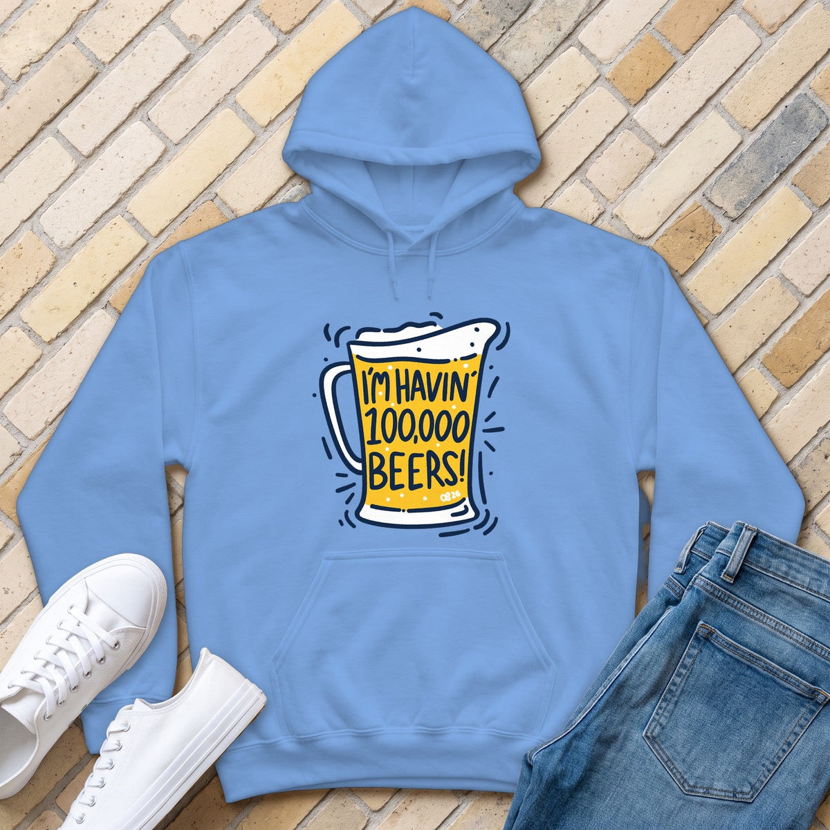 100,000 Beers Hoodie - Carolina Blue - front