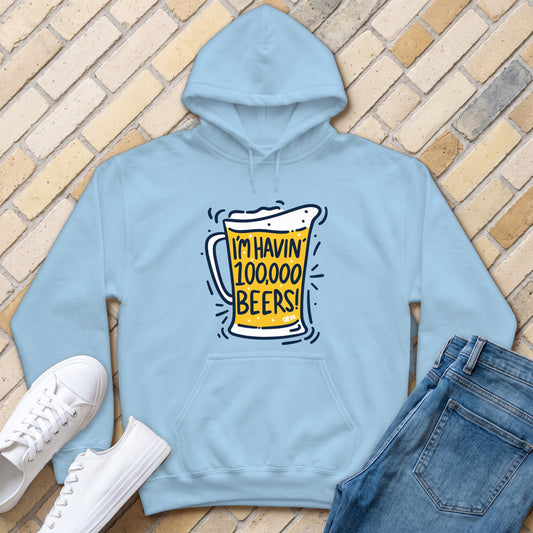 100,000 Beers Hoodie - Light Blue - front