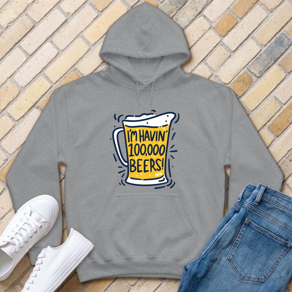 100,000 Beers Hoodie - Sport Grey - front