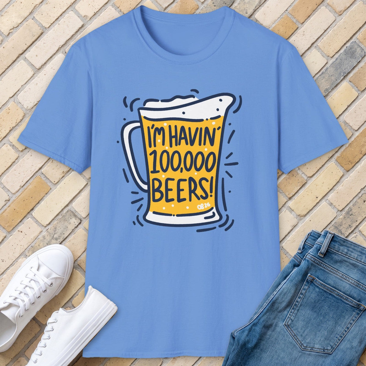 100 000 Beers tee - Carolina Blue - front