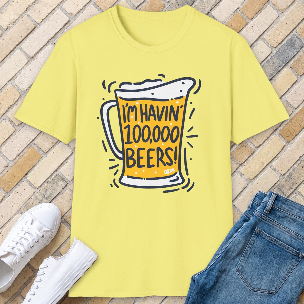 100 000 Beers tee - Cornsilk - front