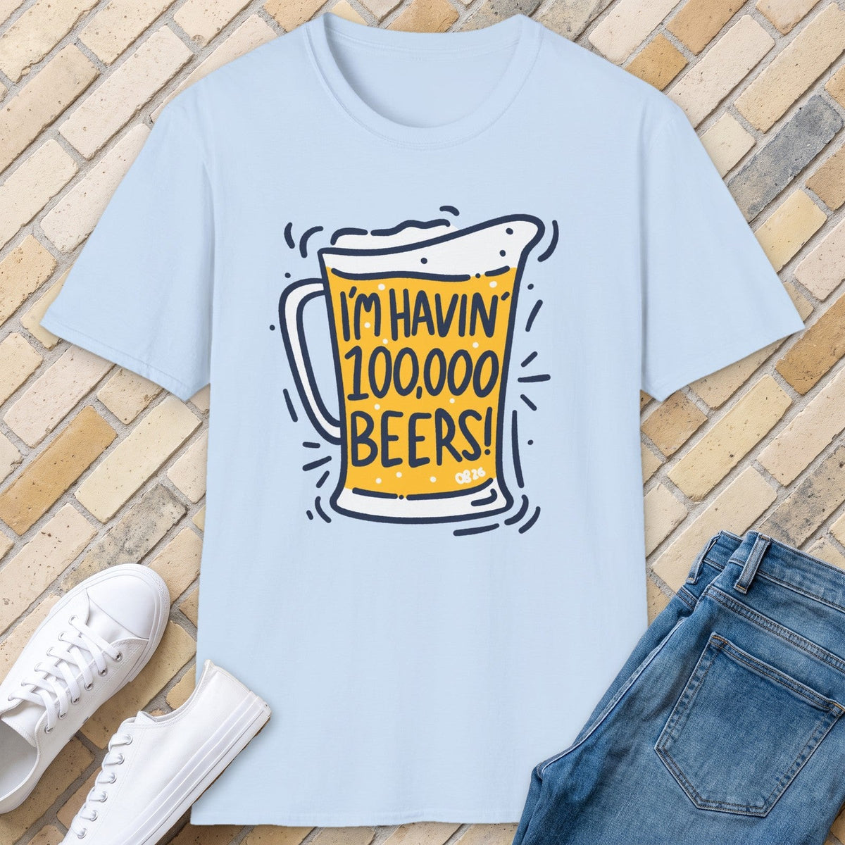 100 000 Beers tee - Light Blue - front