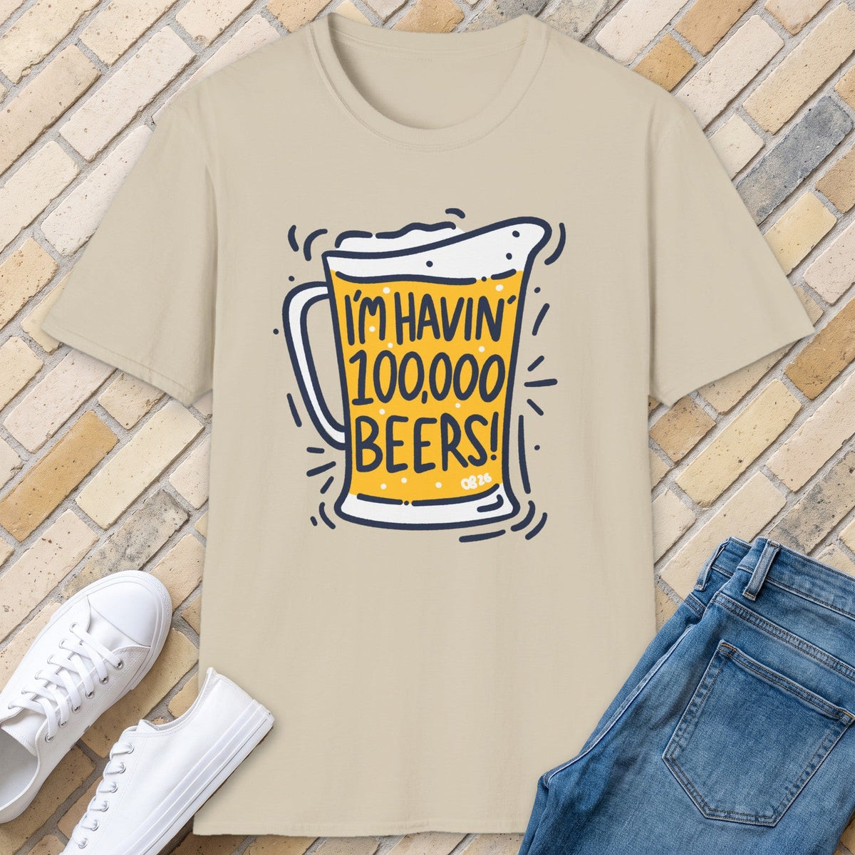 100 000 Beers tee - Sand - front