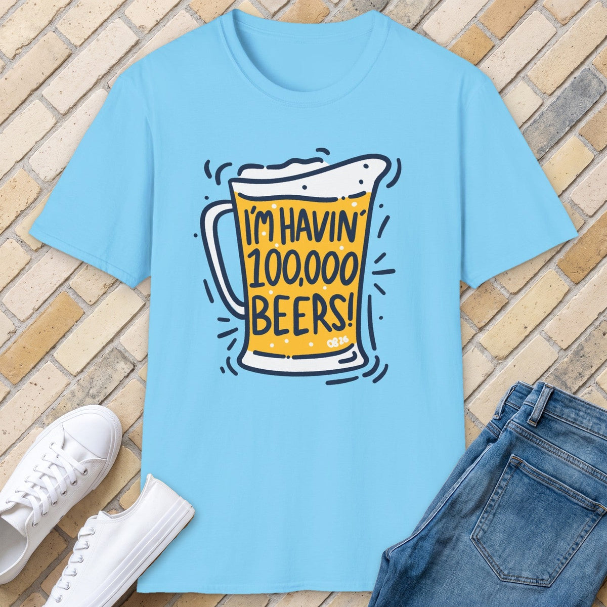 100 000 Beers tee - Sky - front