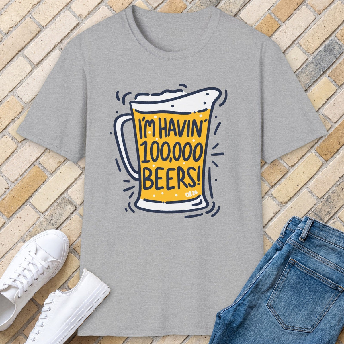 100 000 Beers tee - Sport Grey - front