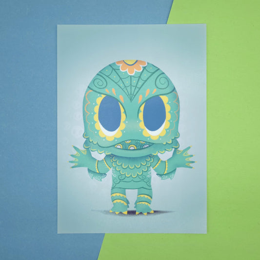 cool gift for classic movie lovers the creature sugar skull illustration art print