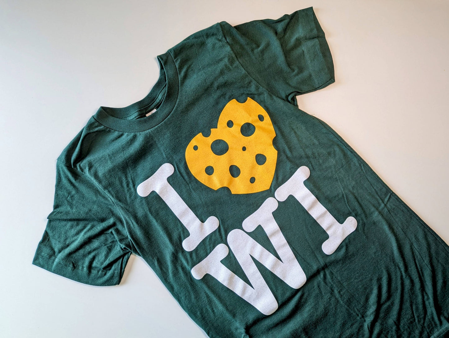 I Love Wisconsin (Cheese) Screen Printed Tee for Wisconsin Travel