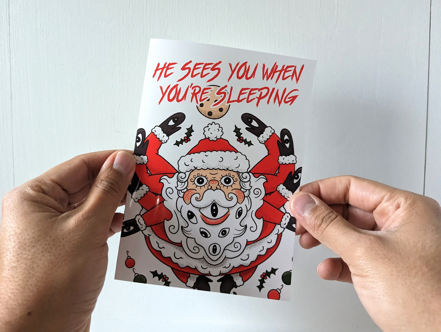 He Sees You When You're Sleeping Funny Santa Christmas Card