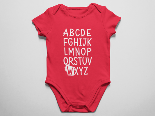 Wisconsin A to Z - WI Travel for Babies Screen Printed Onesie Body Suit