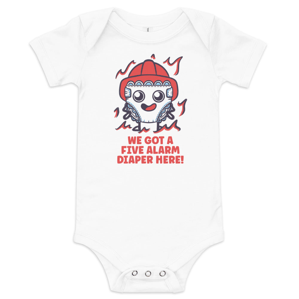 We got a five alarm diaper here! Funny Baby Onesie Gift for New Parents