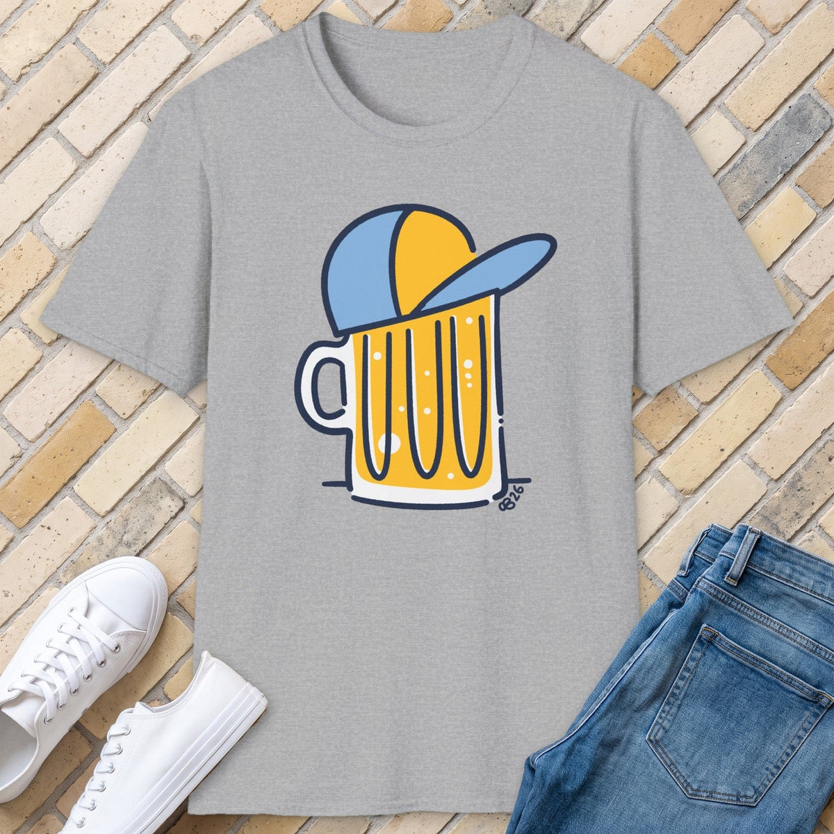 Beer Hat tee - Sport Grey - front