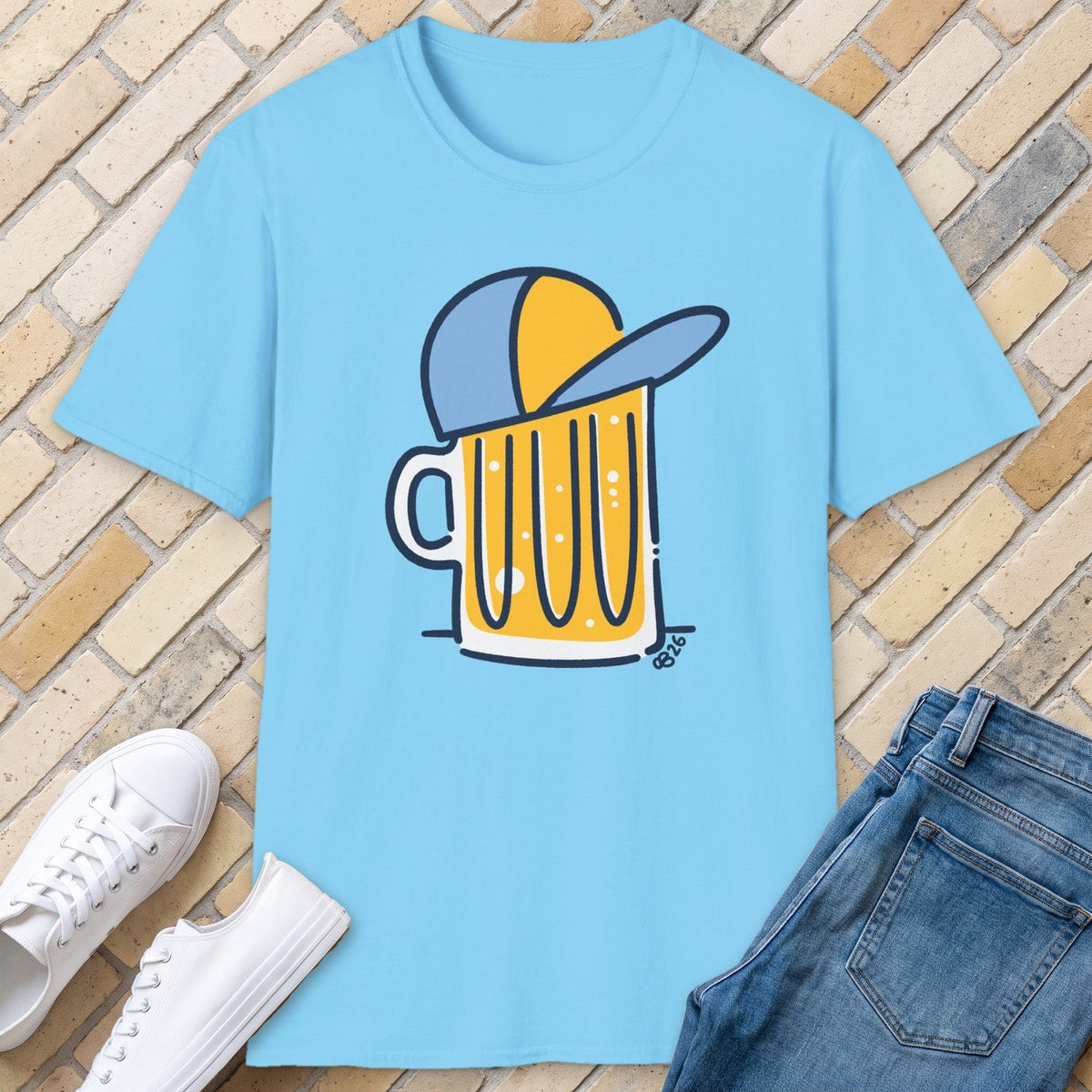 Beer Hat tee - Sky - front