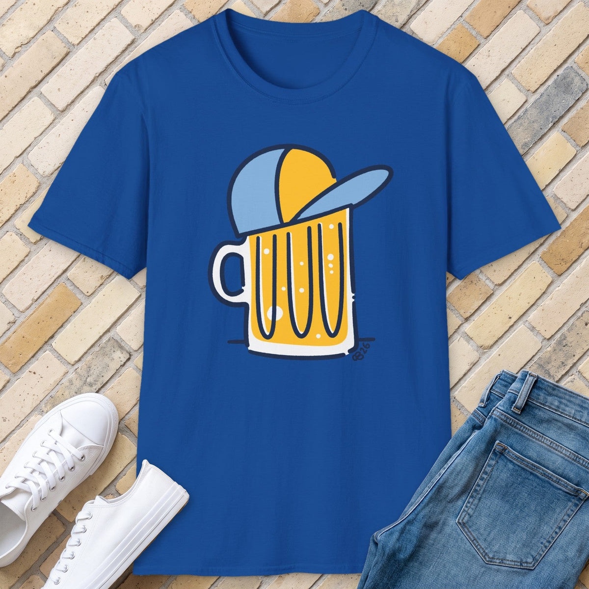 Beer Hat tee - Royal - front