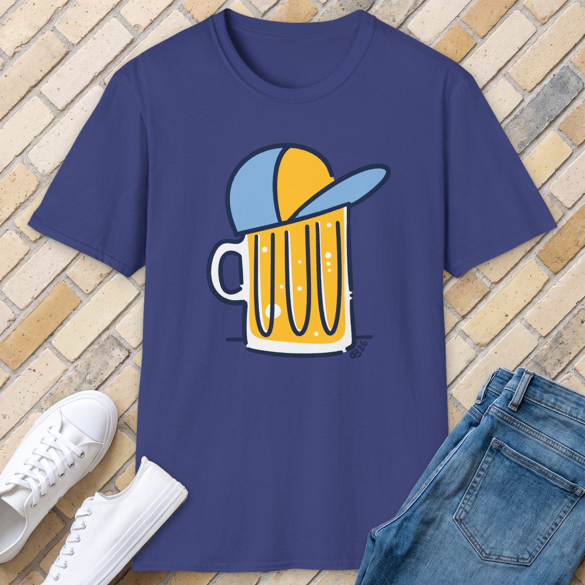 Beer Hat tee - Metro Blue - front