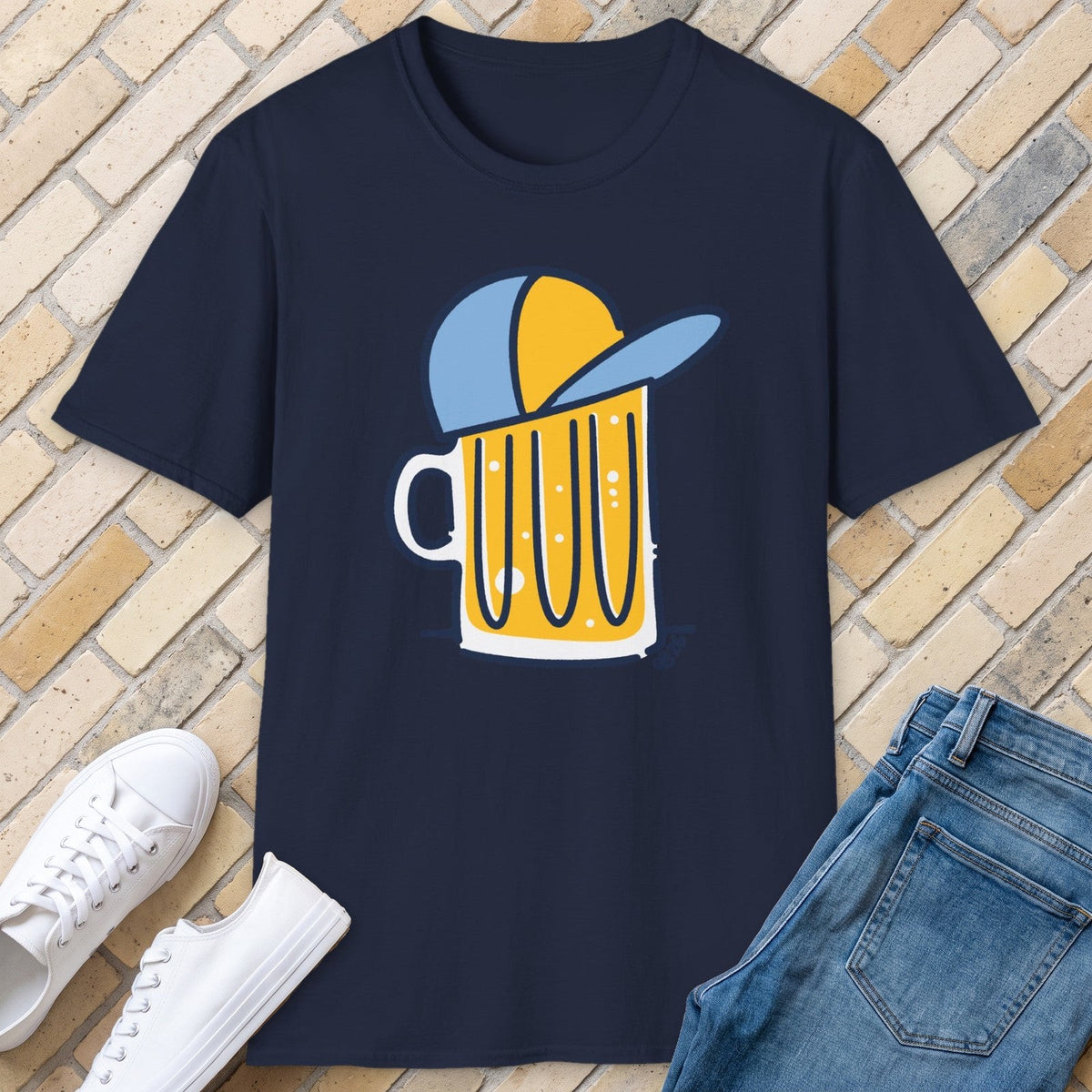 Beer Hat tee - Navy - front