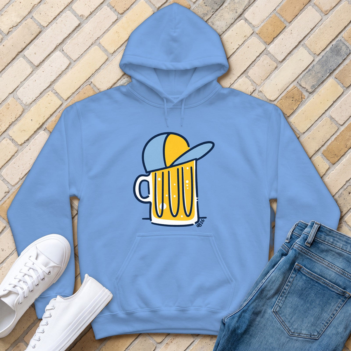 Beer Hat Hoodie - Carolina Blue - front