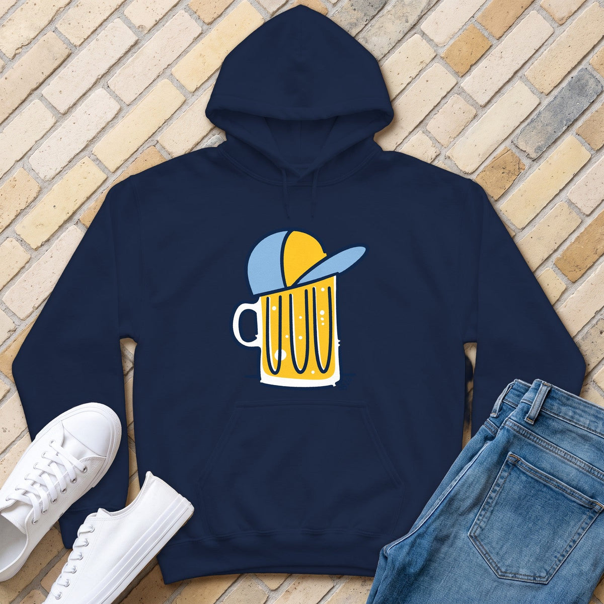 Beer Hat Hoodie - Navy - front