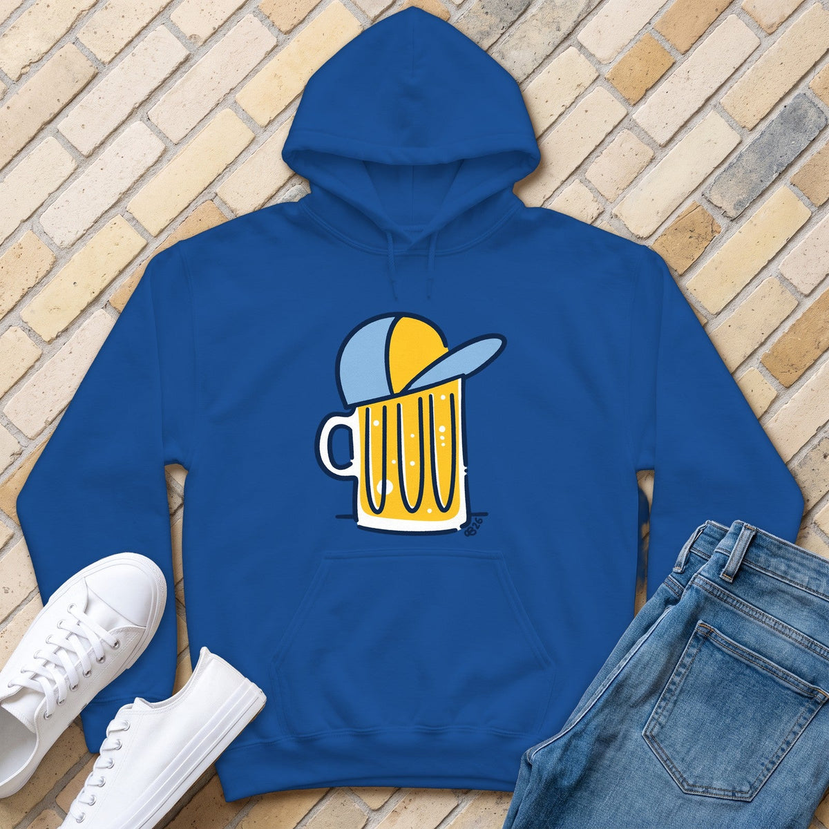 Beer Hat Hoodie - Royal - front