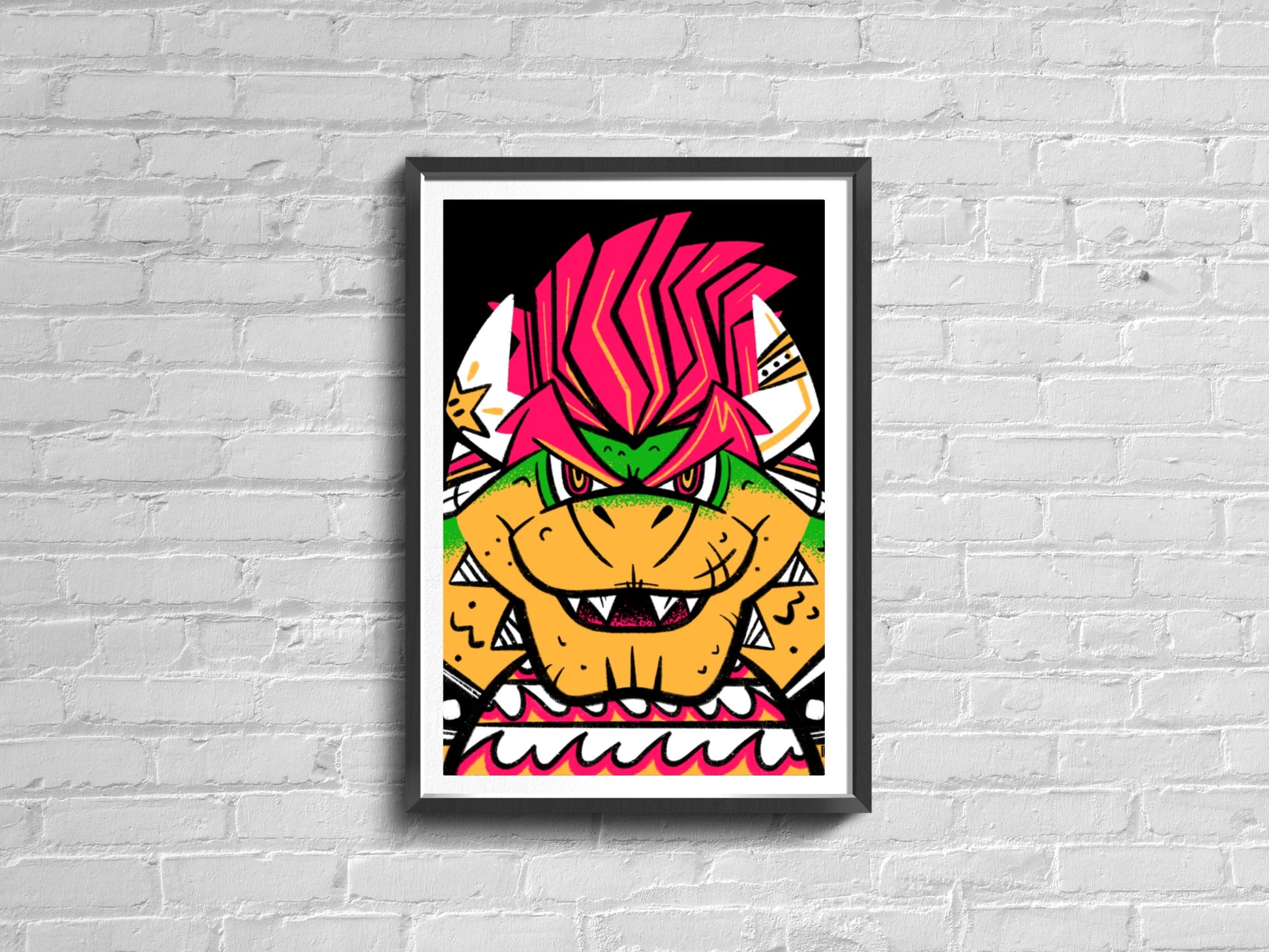 cool mario bros gift for nintendo fans - street art bowser print