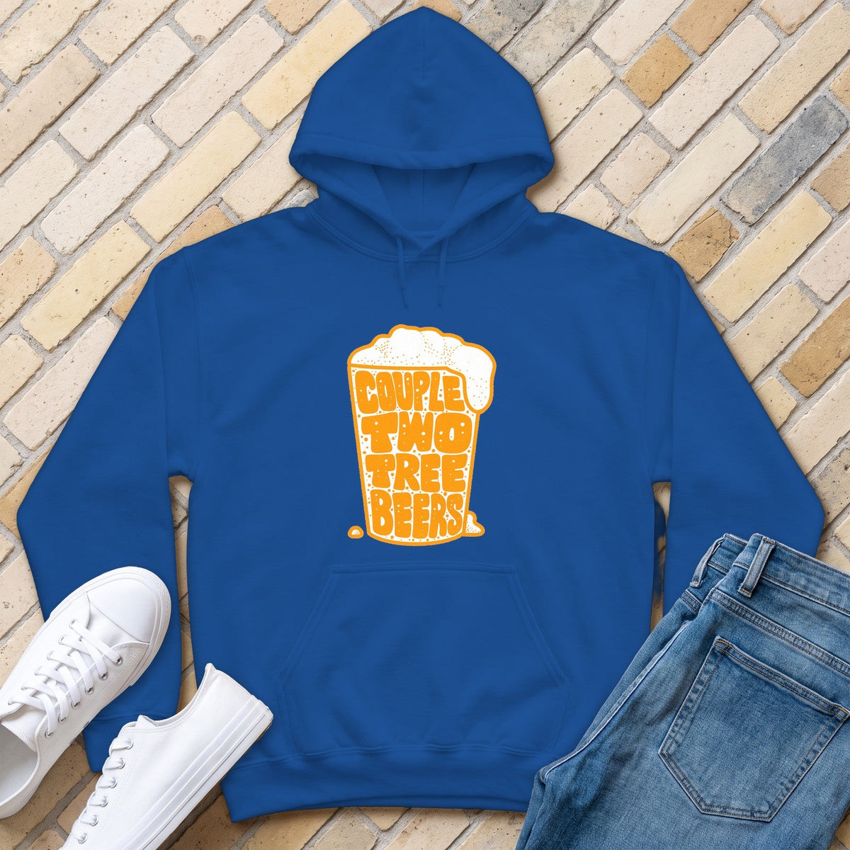 Couple Two Tree Beers Hoodie - Royal - front