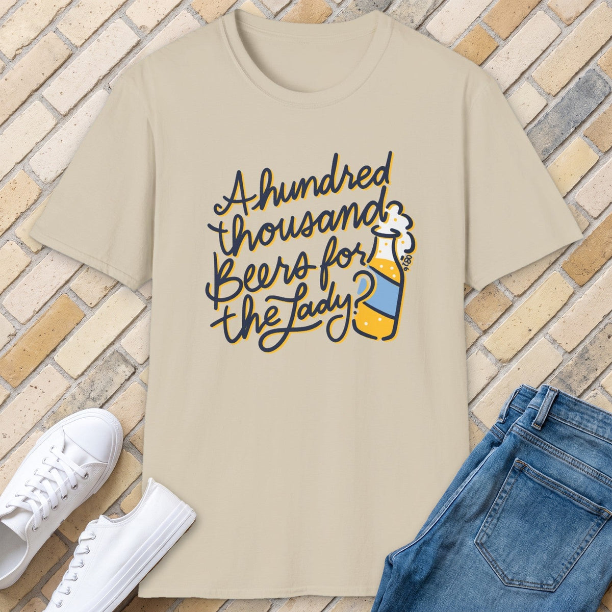 For The Lady tee - Sand - front
