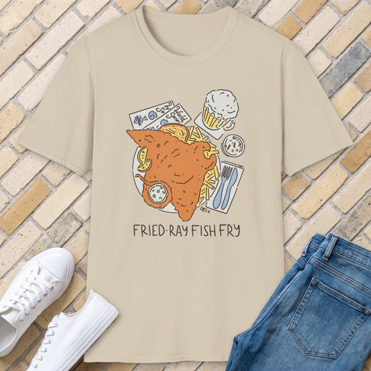 Fried-Ray Fish Fry tee - Sand - front