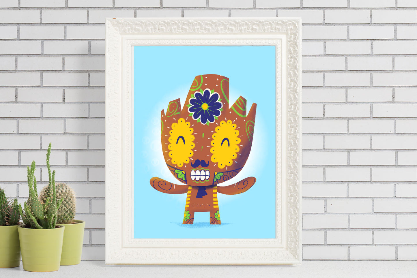 Genius Plant Muerto | Sugar Skull Day of the Dead Mashup Art Print