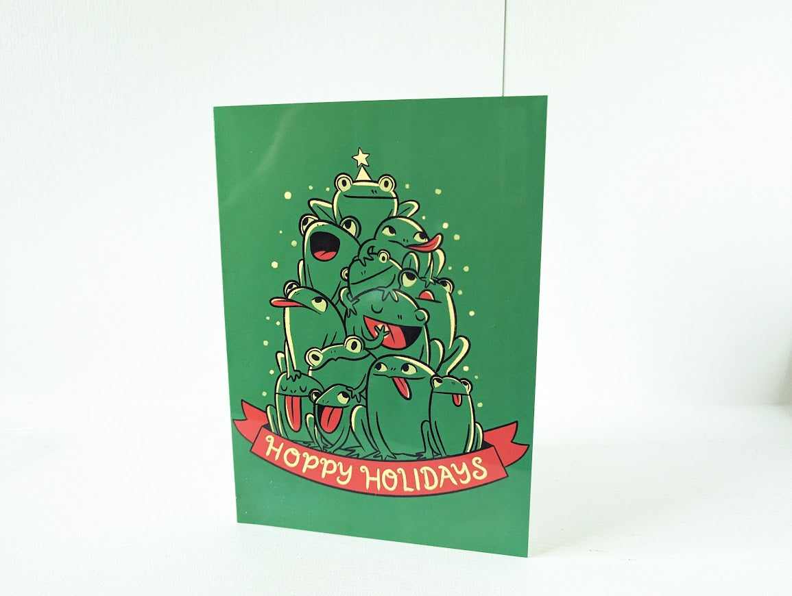Hoppy Holidays - Funny Frog Christmas Card