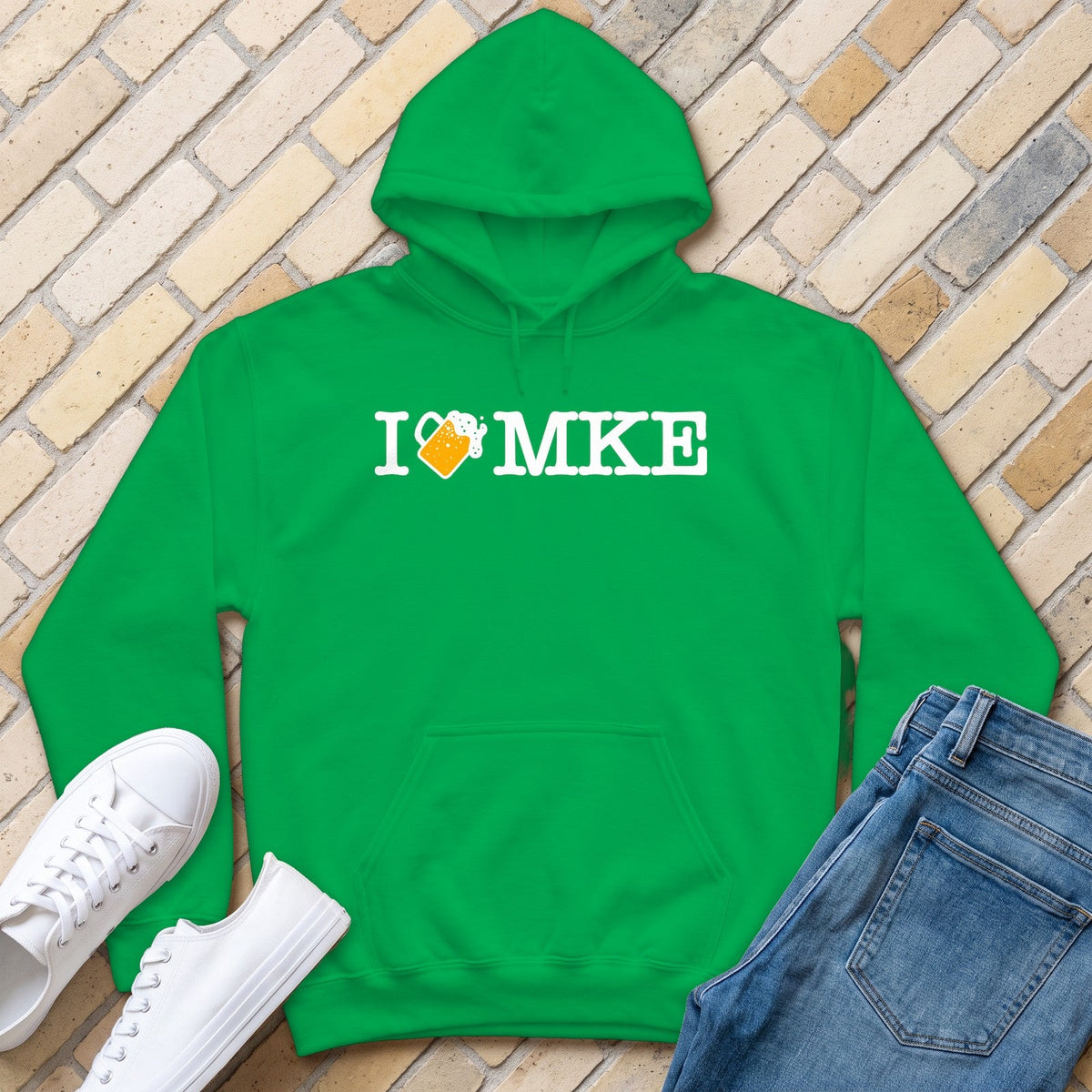 I Beer MKE Hoodie - Irish Green - front