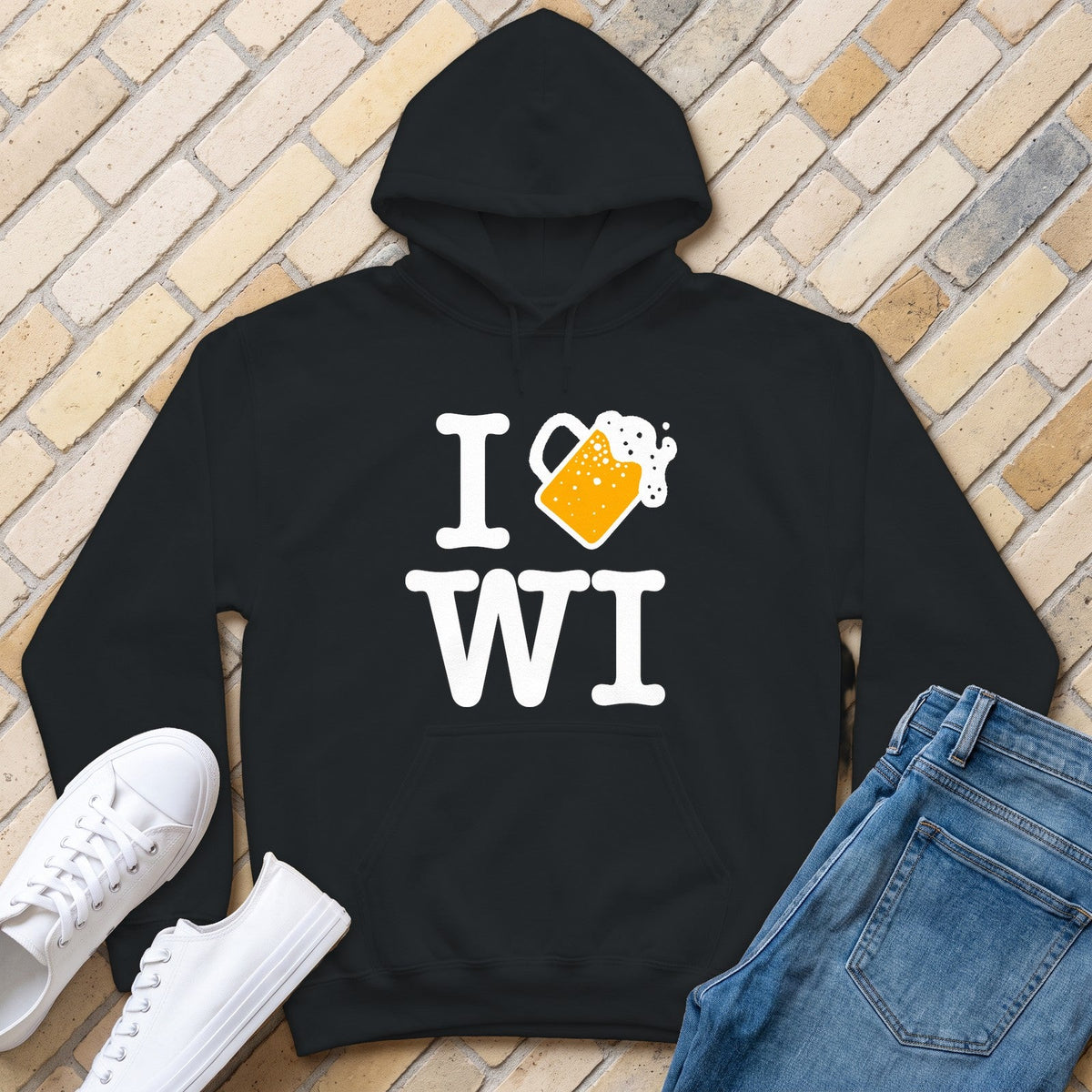 I Beer WI Hoodie - Black - front