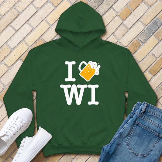 I Beer WI Hoodie - Forest Green - front