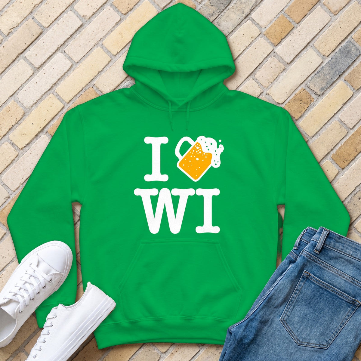 I Beer WI Hoodie - Irish Green - front