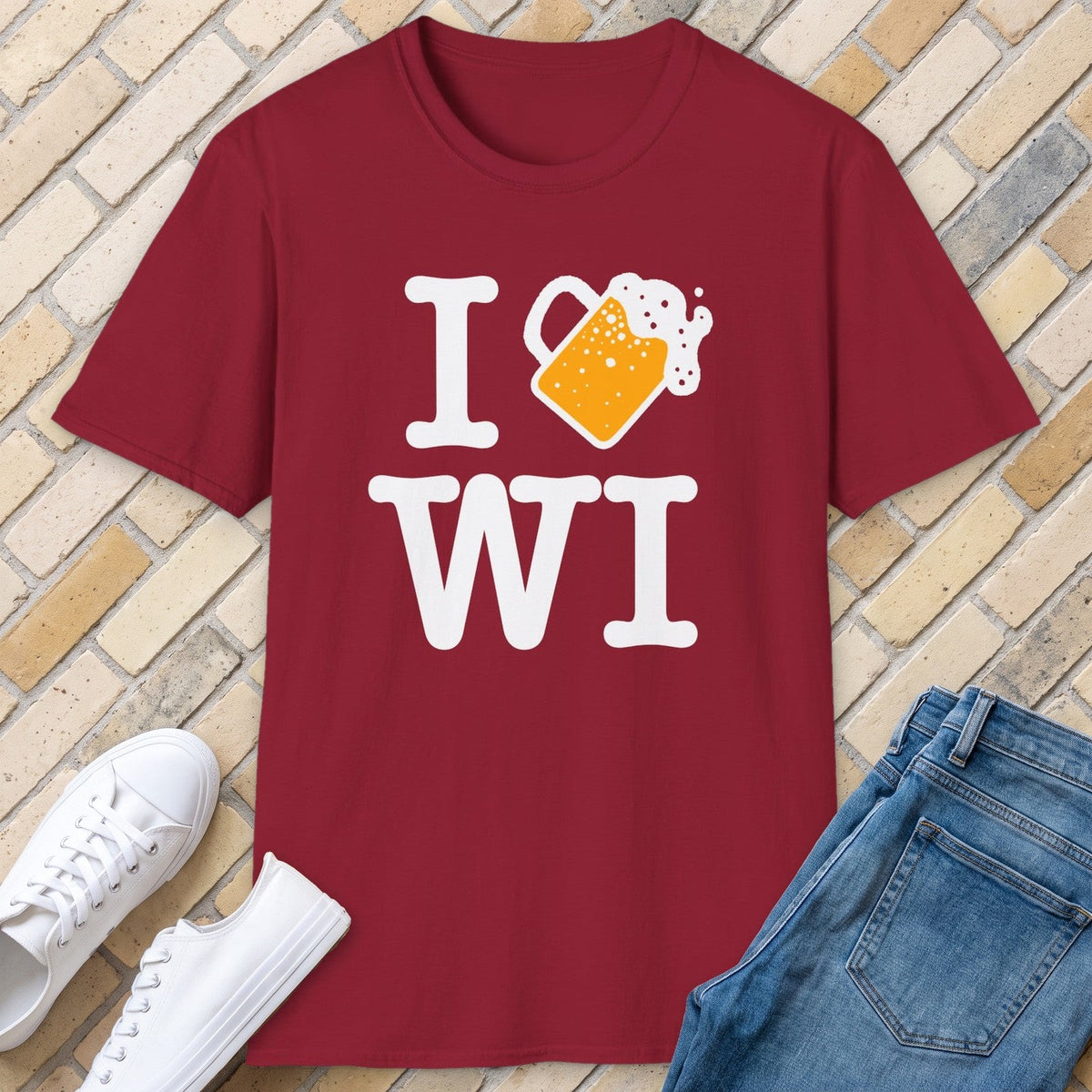 I Beer WI tee - Cardinal Red - front