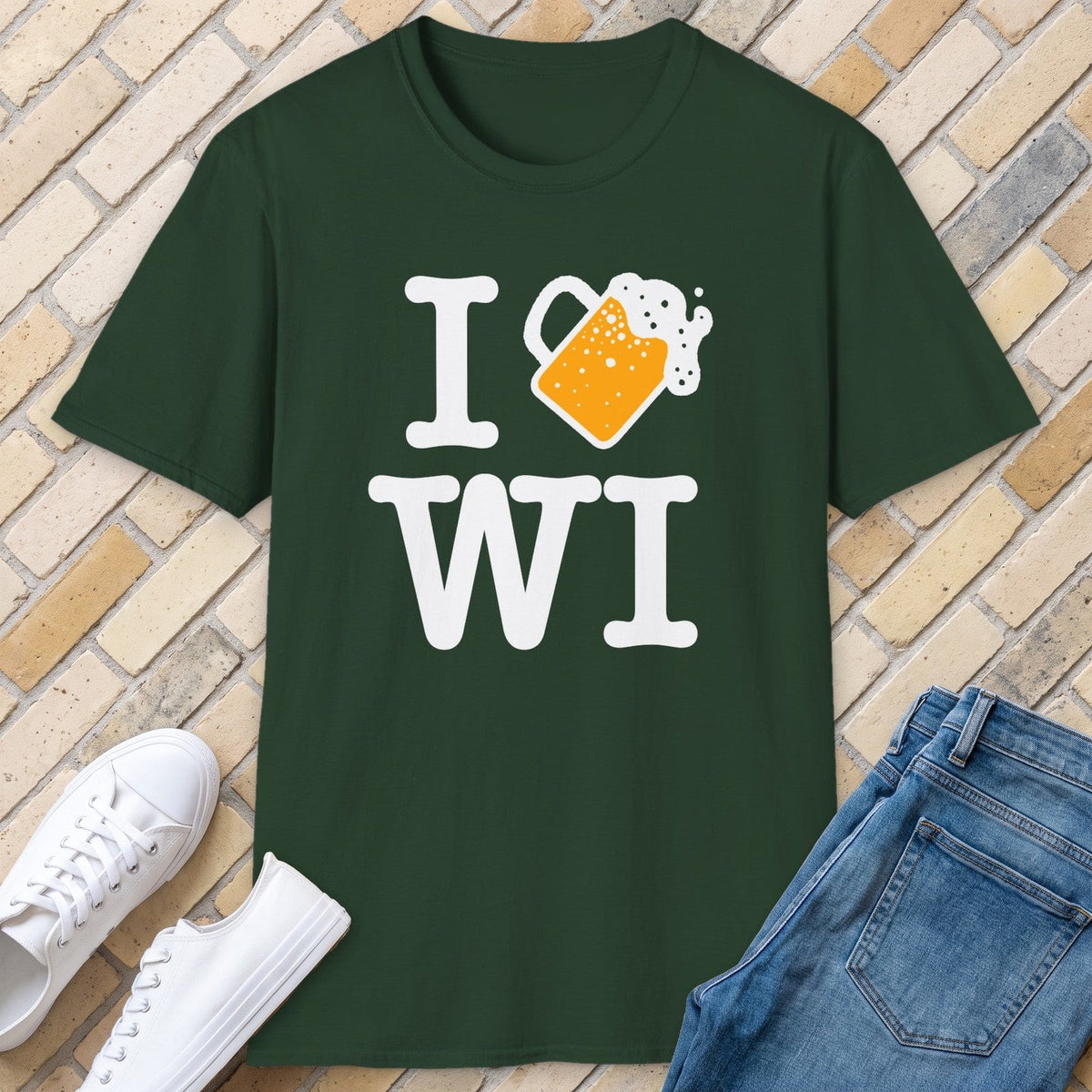I Beer WI tee - Forest Green - front