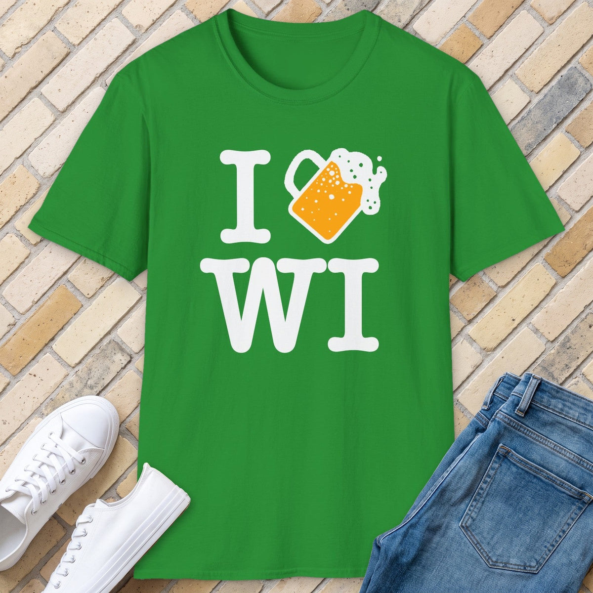 I Beer WI tee - Irish Green - front