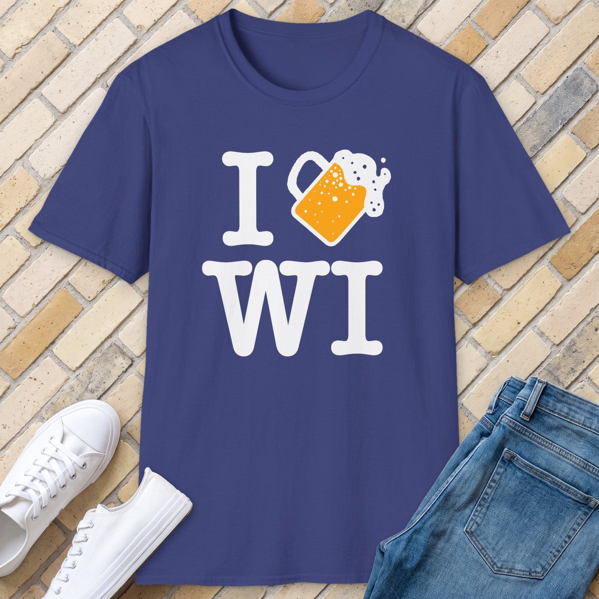 I Beer WI tee - Metro Blue - front