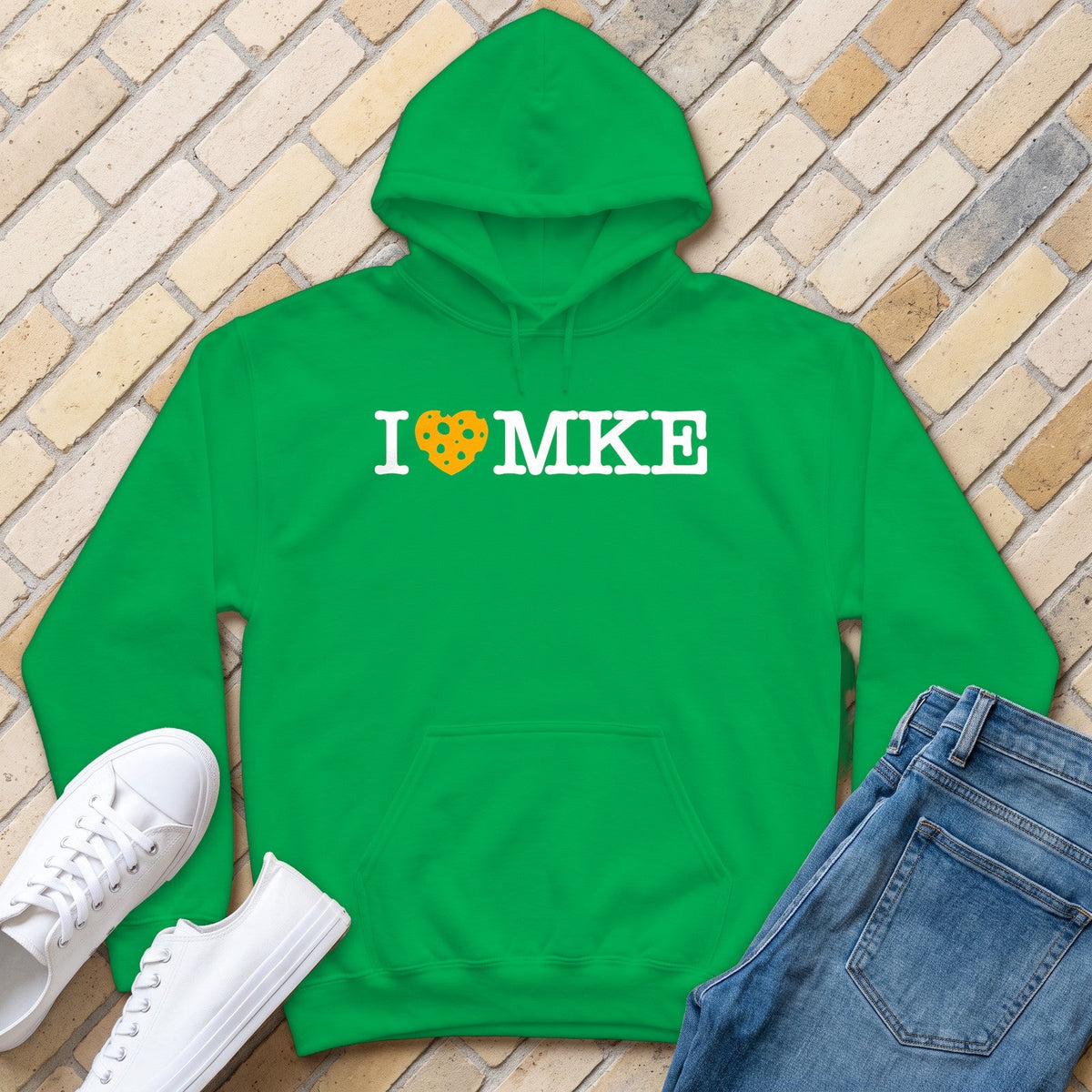 I Heart MKE Hoodie - Irish Green - front