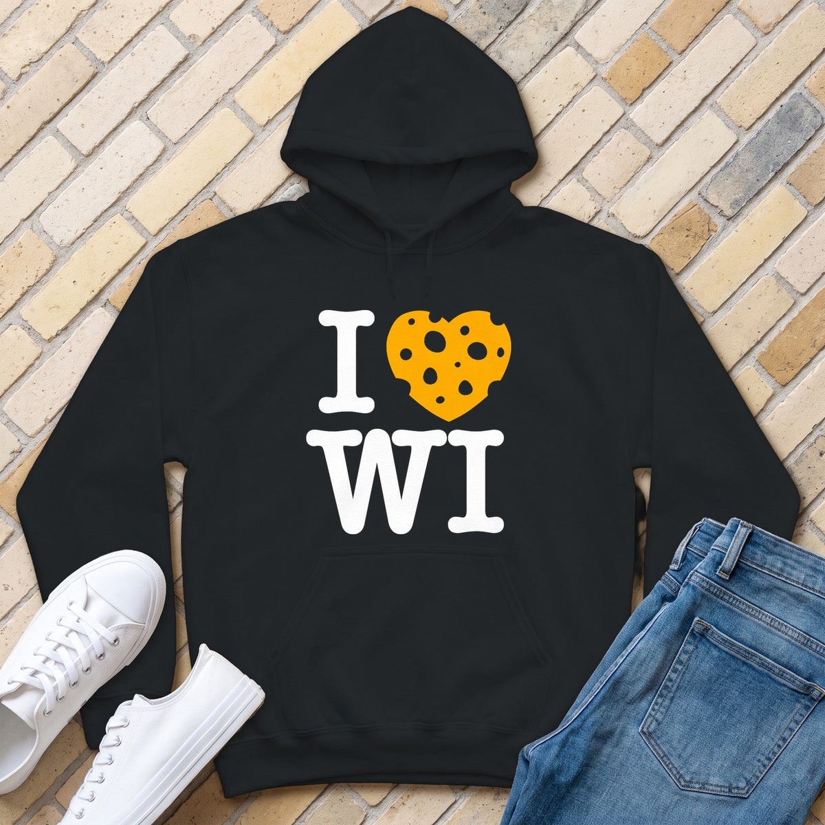 I Heart WI Hoodie - Black - front