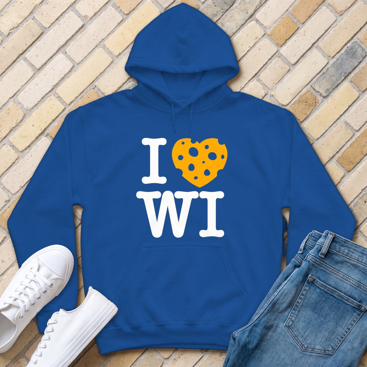 I Heart WI Hoodie - Royal - front