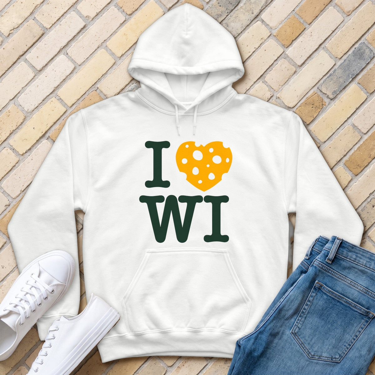 I Heart WI Hoodie - White - front