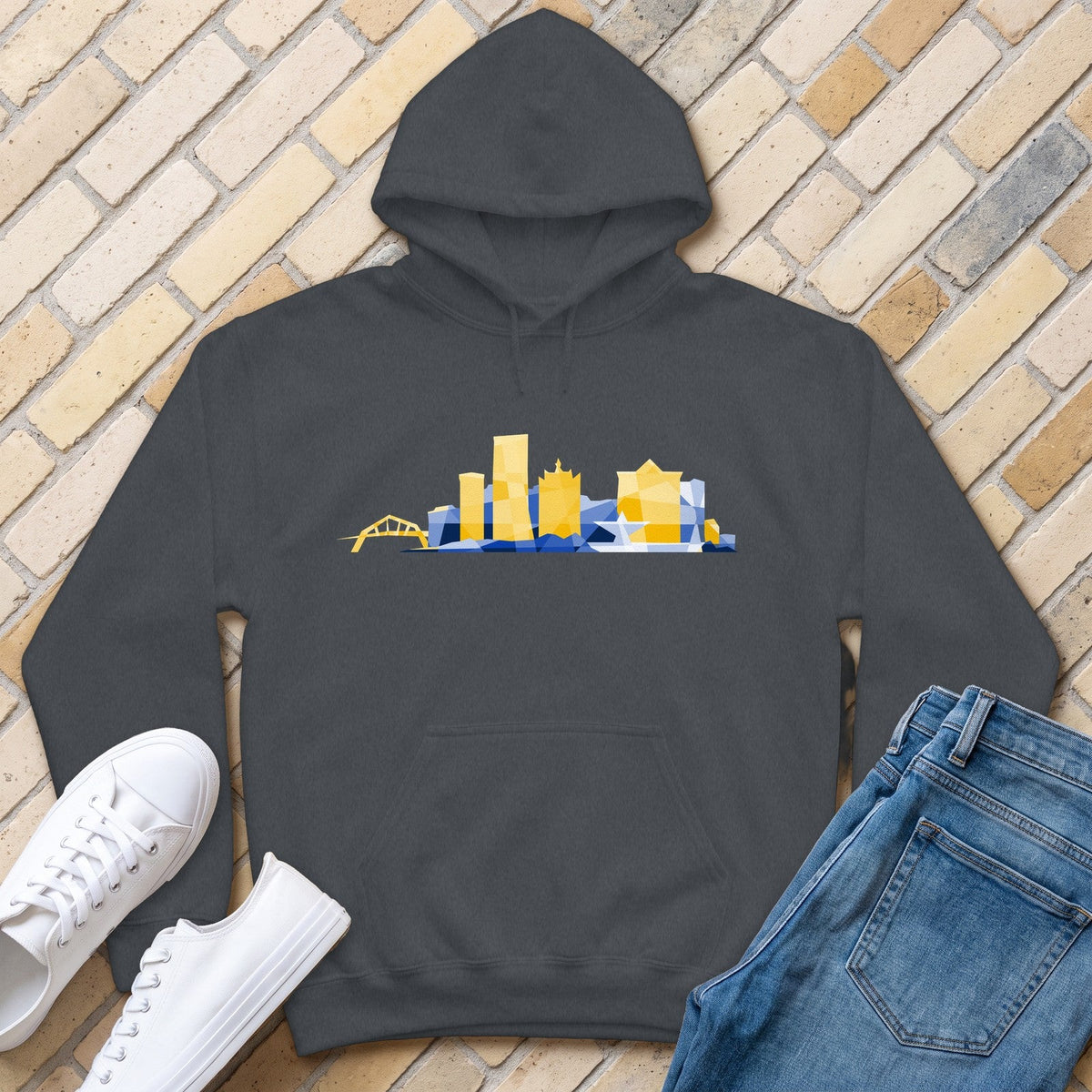 Milwaukee Skyline City Colors Hoodie - Dark Heather - front
