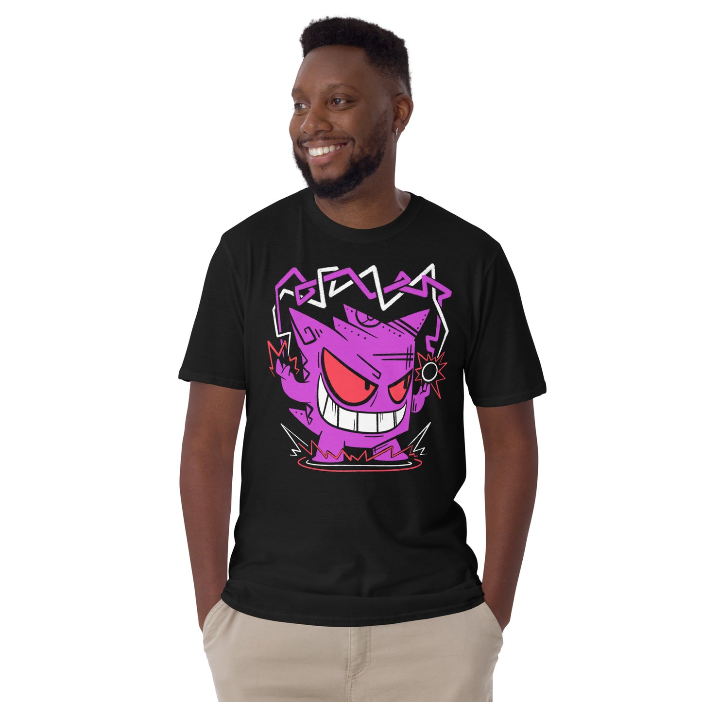 Gengar's Shocking Shadowball T-shirt for Retro Gaming and Pokemon Lovers