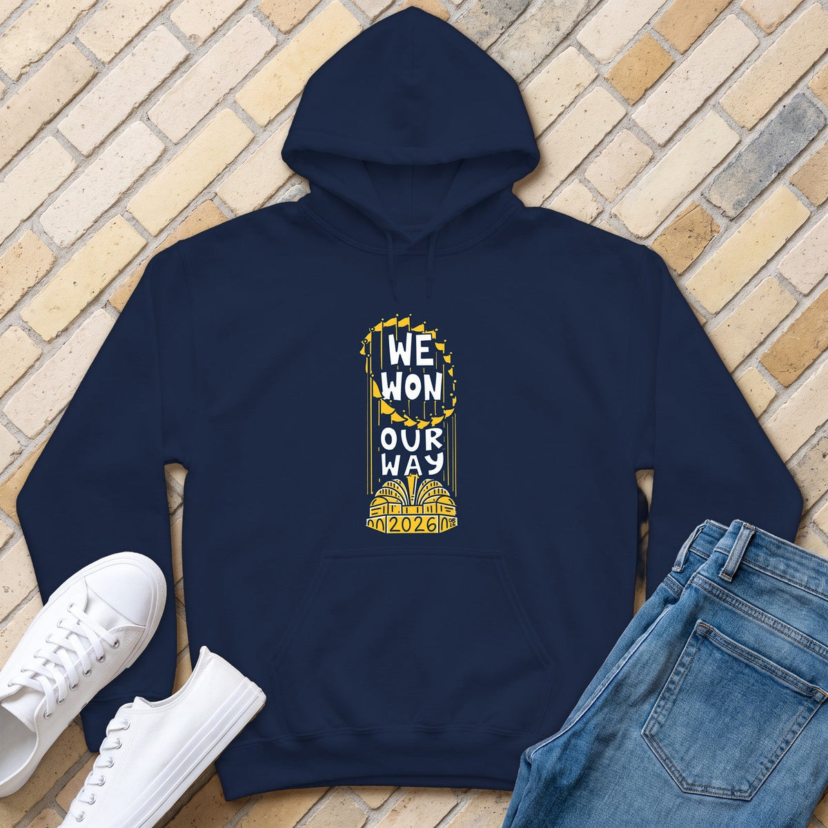 We Won Our Way Hoodie - Navy - front