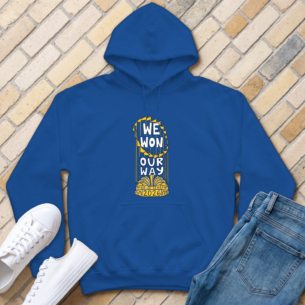 We Won Our Way Hoodie - Royal - front