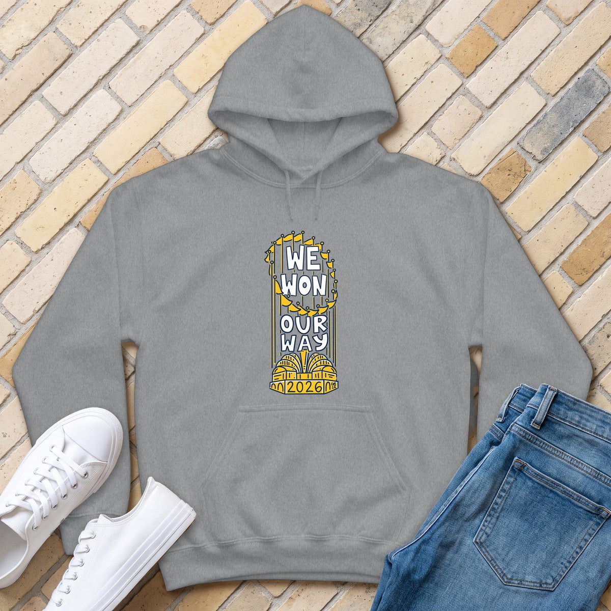 We Won Our Way Hoodie - Sport Grey - front