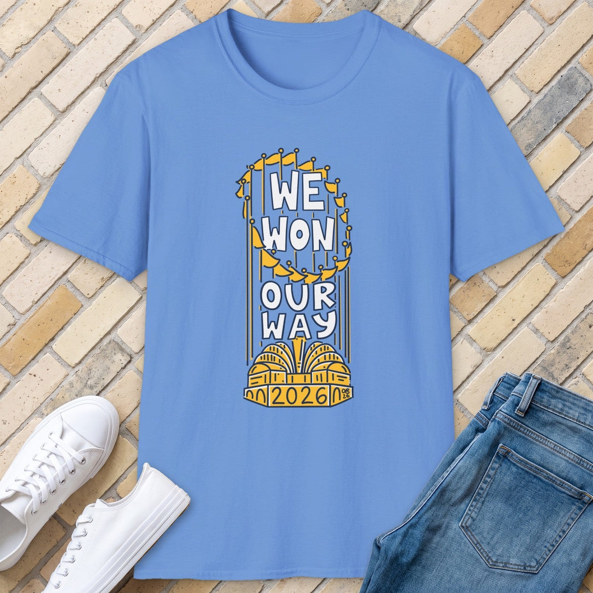 We Won Our Way tee - Carolina Blue - front