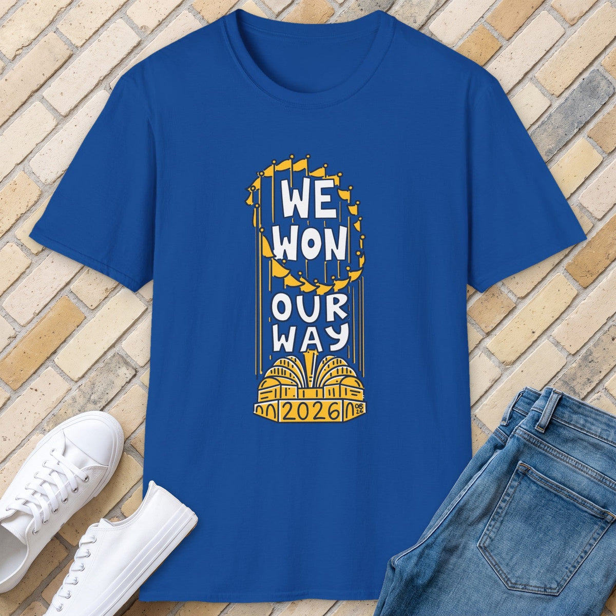 We Won Our Way tee - Royal - front