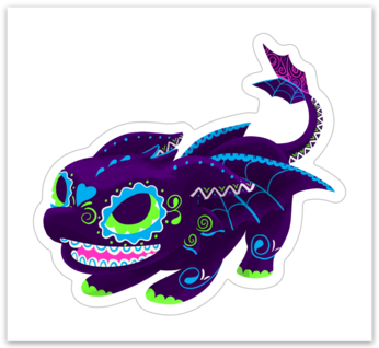 Black Dragon Muerto | Sugar Skull Day of the Dead 3"x3" Sticker